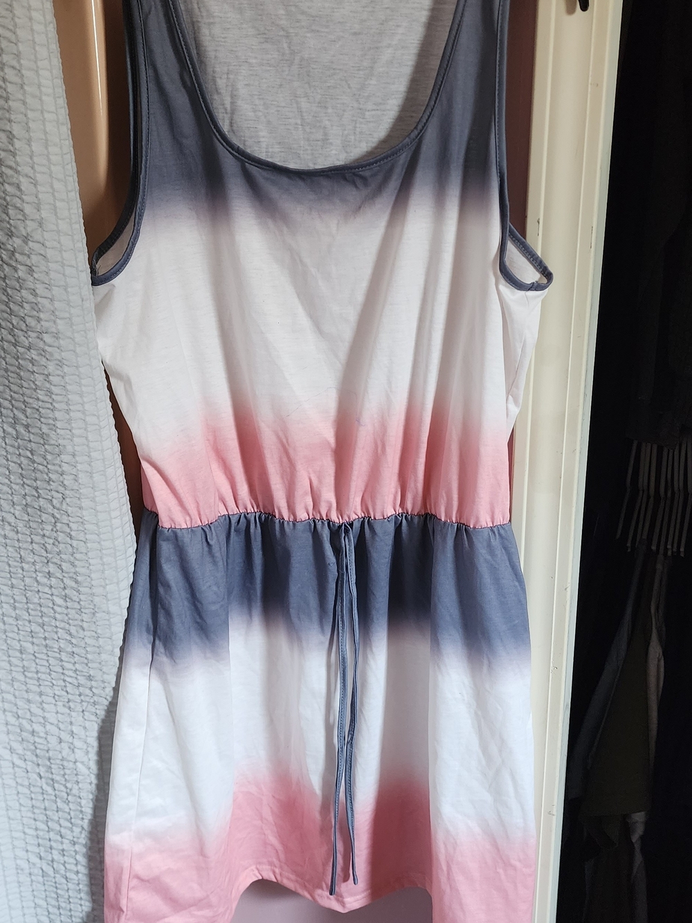 Women’s Sleeveless Tie-Waist Ombre Tank Top Dress - Pink & Blue